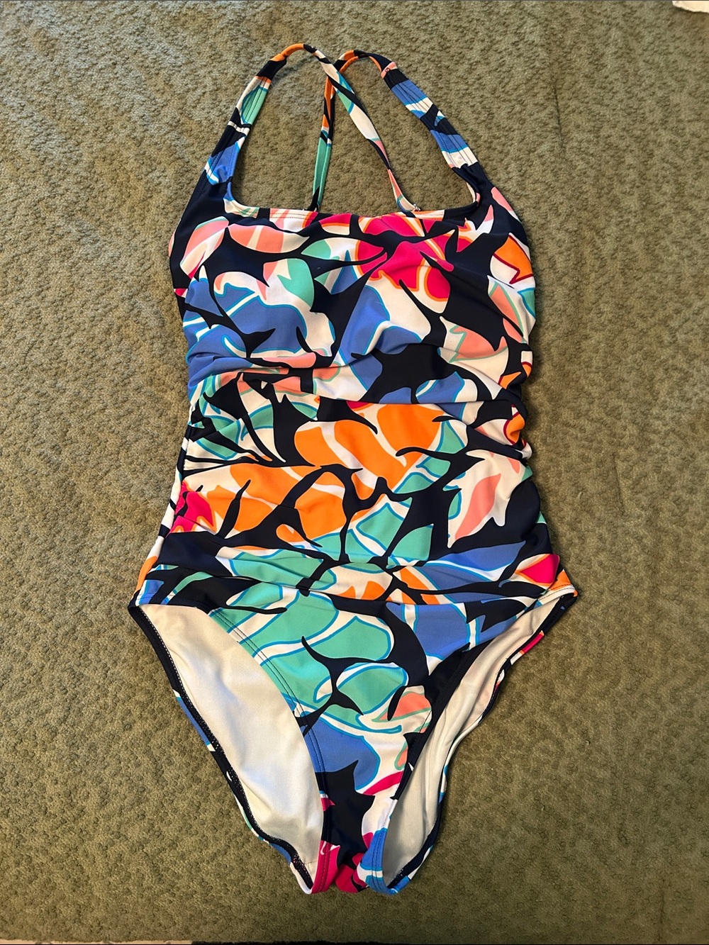 Nautica womens One-Piece Swimsuit in Navy Multi-Color Abstract Print